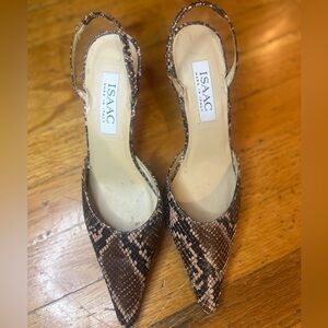 Isaac of Italy Brown Snakeskin Slingback Heels